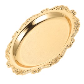 Kichvoe Snacks Plate Round Platter Serving Tray Decorative Plate Metal Tray Coffee Table Tray Perfume Tray Dessert Plate Jewelry Storage Organizer for Kitchen Bathroom Golden