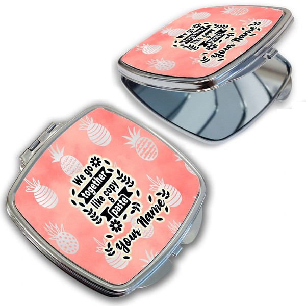 Bleu Reign Compact Personalized Pocket Mirror Custom Name Pink Pineapple