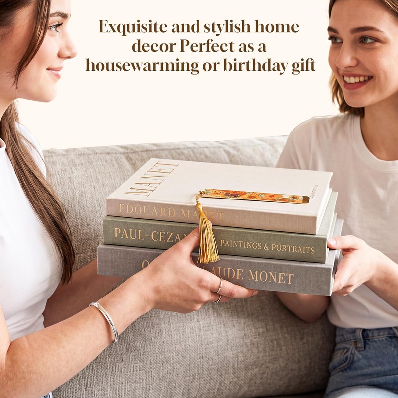 Linen Decorative Books, Set of 3 Fake Books for Coffee