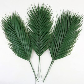 CCINEE CCINEE 16 PCS Artificial Palm Leaves, Faux Large Palm Fronds Fake Tropical Plant Simulation Safari Leaves with Stems for Home Hawaiian Luau Party Jungle Beach Theme Party Decoration