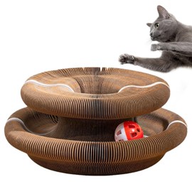SENGWER Magic Organ Cat Scratching Board - Foldable Accordion Cat Toy with Bell, Interactive Scratch Pad for Cats