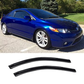 STARTSHIP Side Window Wind Vent Deflectors fit for 2006-2011 Honda Civic Coupe,2pcs Outside Mount Style Nice Sun Rain Guards Set,Dark Smoke Tint Window Visor 92410