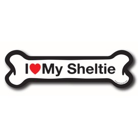 Magnet Me Up I Love My Sheltie Dog Bone Car Magnet - 2x7 Dog Bone Auto Truck Decal Magnet