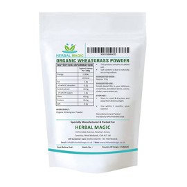 Herbal Magic's’s Organic Wheatgrass Powder, Natures Most prized Plant, Ideal for Juice,Wheat Grass Shots, Smoothies, Superfood - of&G UK Organic Certified 100g