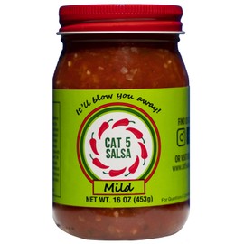 Cat 5 Salsa - Mild Spicy Chili Sauce - Gourmet Recipe with Fresh Ingredients, Addictively Delicious Salsa for Parties, Dips & Snacks - 16 oz, 1 Jar