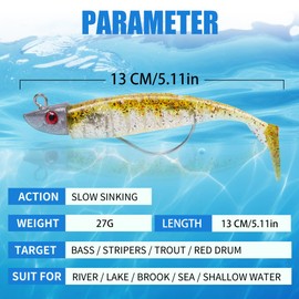 HOTUT 3D Eyes Soft Fishing Lure Paddle Tail Soft Fishing Lures, 3 Pcs Pre-Rigged Soft Fishing Lures, Sharp Single Hook Baits T Tail Artificial Bait Fishing for Sea Fishing Bass Pike Trout Perch