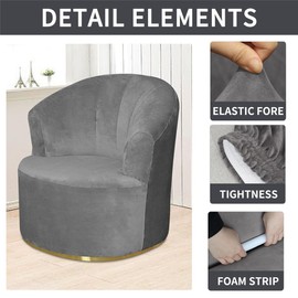 VIENLOVE Velvet Single Sofa Cover Swivel Barrel Chair Cover Modern Accent Chair Slipcovers Barrel Armchairs Sofa Cover Protector for Home Decor Living Room