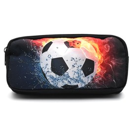 Football Pencil Case Boys Pencil Case Bag Big Capacity Pencil Bag Lightweight Pen Bag Portable Pencil Pen Case Supplies Stationery Organizer for Students Girls Boys Pen Case (Black)