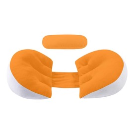 KURFSDUE ComfyMom U-Shaped Pregnancy Pillow for Full Body Support - Orange and White, Removable Washable Cover, Hypoallergenic Memory Foam