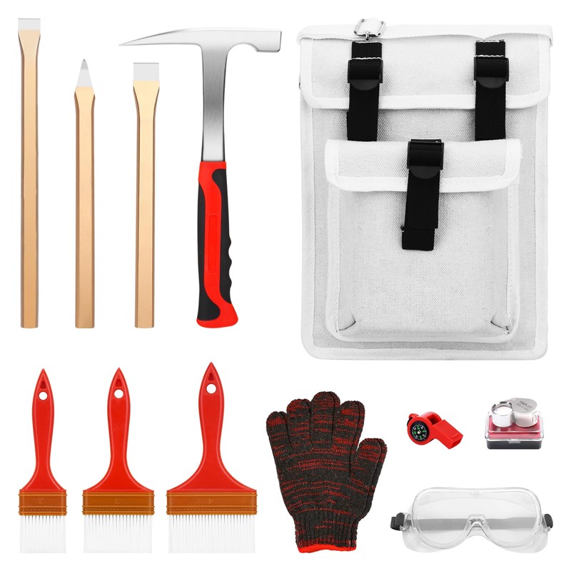 12 PCS Geology Rock Hammer Kit, 24oz Rock Pick Hammer,
