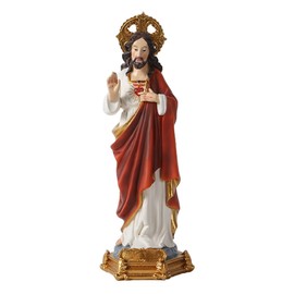 Joyzan Jesus Statue "Sacred Heart", Exquisite Religious Figure, Detailed Craftsmanship, Ideal for Decorating Home Altars, Churches (25 x 12 x 10)