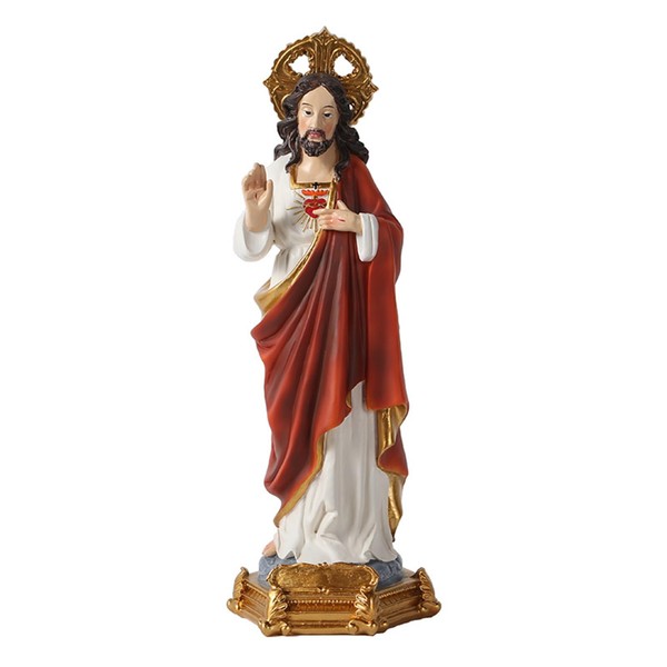 Joyzan Jesus Statue "Sacred Heart", Exquisite Religious Figure, Detailed Craftsmanship,