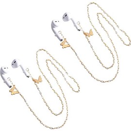 Kelendle 2 Pack Wireless Earphone Holder Chain Strap Ear Hook Anti-Lost Wire Cable Connector Sports Neckband Compatible for AirPods, Butterfly