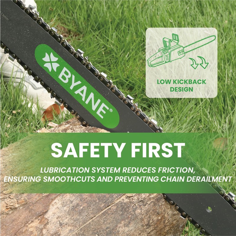 BYANE 16 Inch Chainsaw Bar and Chain Combo, 3/8" LP