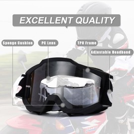 OLYSPM Motocross Goggles, MTB Goggles with Double Layer Sponge Cushion and UV Protection Lenses, Anti-Fog Motorcycle Goggles for Cycling, Skiing, Climbing