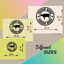Wall Vinyl Decal Home Decor Art Sticker Fresh Beef Stamp with Cow Silhouette Meat Room Removable Stylish Mural Unique Design 2280