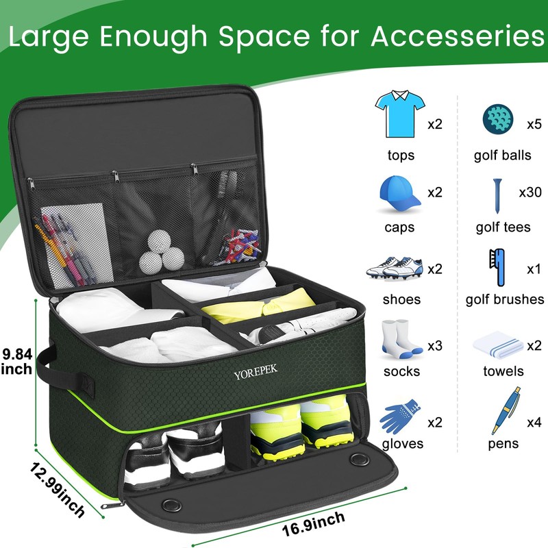 YOREPEK 2 Layer Golf Trunk Organizer Storage for 2 Pair