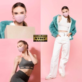 NYBEE SPORT Washable Face Mask For Women, Unisex, Breathable, Reusable (Baby Pink Square - 2pack)