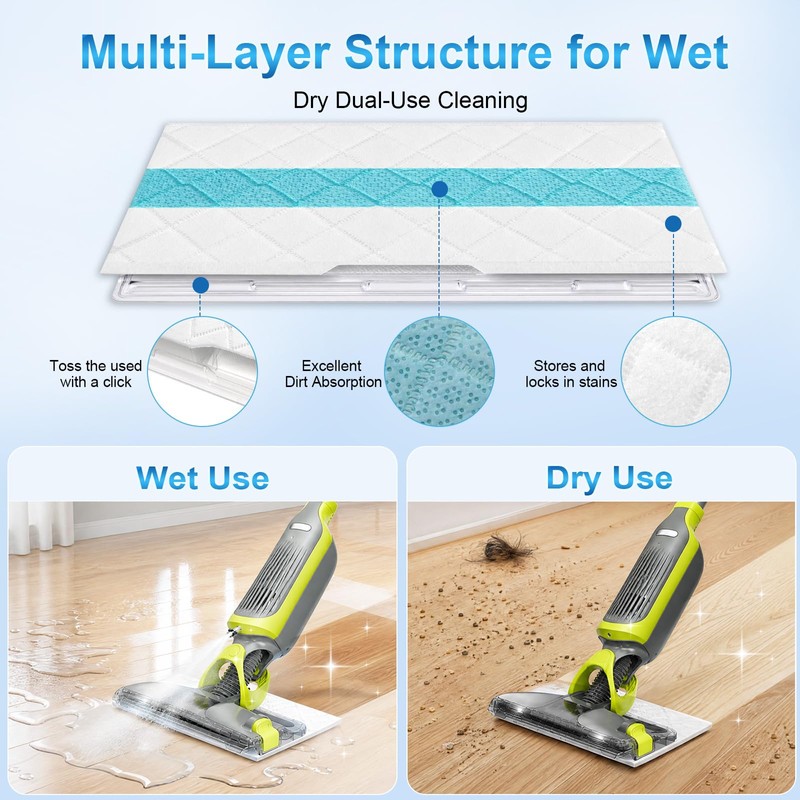 Margolongte 12-Pcs Disposable Replacement Pads Compatible with Shark VACMOP VM250