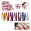 Nail Art 7 Pz Polvo Efecto Espejo Cromo Perla Decora