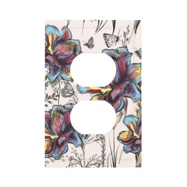 Color Rose 1 Gang Outlet Covers Duplex Receptacle WallPlate Electrical Faceplate Switch Gradients Vintage Flower Watercolor Floral Spring Blooming Girly Rustic Colourful Retro Chic Garden Plants Decor