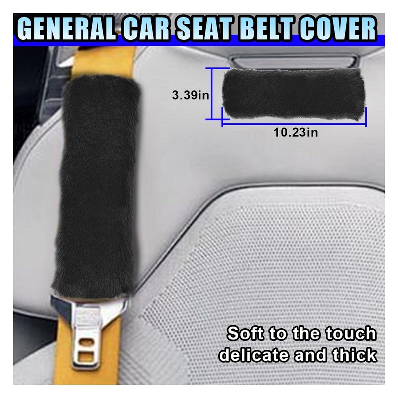 10PCS Fluffy Car Accessories Set, Furry Steering Wheel Cover with