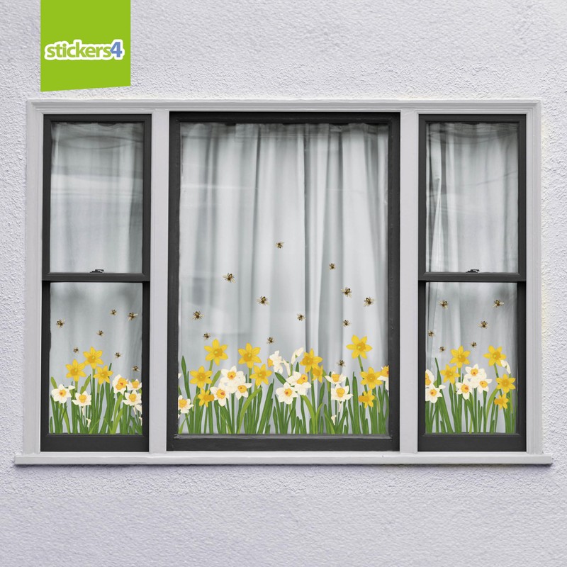 Stickers4 - Spring Window Stickers for Glass - Daffodill and