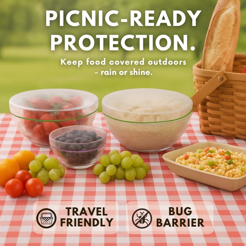 Kitchen Strong Plastic Bowl Covers, Elastic Reusable Food Covers for