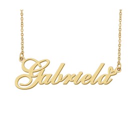 18k Gold Plated Gabriela Name Necklace Heart Charm Pendant Stainless Steel Graduation Jewelry for Womens Teens 16"