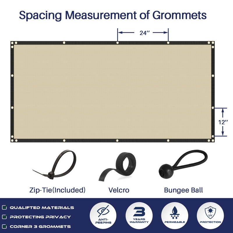 Windscreen4less 4' x 12' Privacy Fence Screen Heavy Duty Windscreen