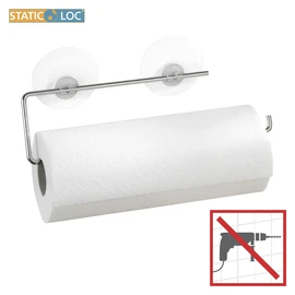 Wenko Static Loc 53130100 Kitchen Roll Holder Chrome-Plated metal, glossy silver