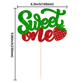 Paquete de 1 adorno para cupcakes con purpurina para el primer cumpleaños, para frutas, baby shower, primer cumpleaños, bayas dulces y pasteles, suministros para decoración de pasteles, color verde