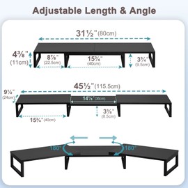 TEAMIX 3 Shelf Long Monitor Stand Riser with Metal Leg, for 2/3 Screens Desk Organizer