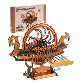 RoWood 3D Puzzles for Adults,Viking Dragon Ship Model Kit,18 Inch DIY Wooden 3D Puzzle,Assembly Time 3H,Awesome Gifts for Adults