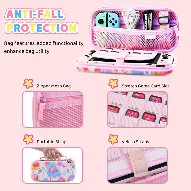 HYPERCASE 8 in 1 Cute Anime Switch OLED Accessories Bundle,