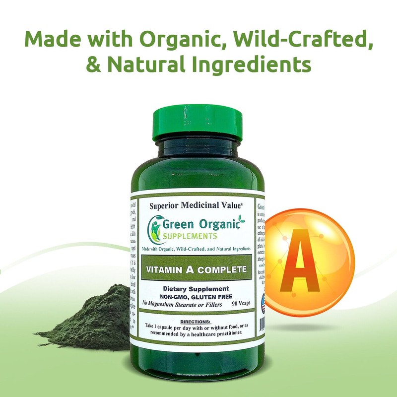 Green Organic Supplements Vitamin A, Retinyl Palmitate, 90 VCaps, 15000IU,