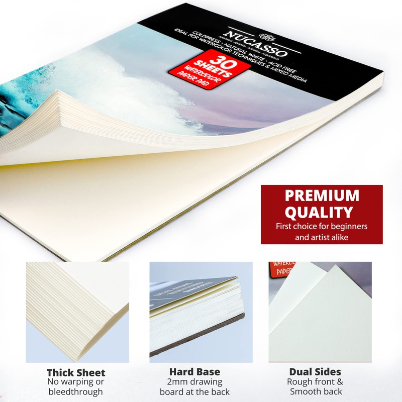NUCASSO Watercolour Paper Pad A4 x 30 Sheets – Natural