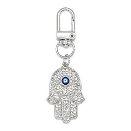 Jasimkiss Evil Eye Keychains Hamsa Hand keychains Protection Charm Car Key Ring Bag Purse Accessories Good Luck Amulet (C Silver)