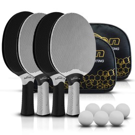 Senston Table Tennis Bat Set, Professional Table Tennis Set for 2-4 Players, Composite Rubber Table Tennis Bat, Indoor or Outdoor Games