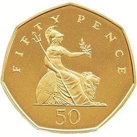 24ct Gold Plated 2001 Britannia Proof Condition 50p Coin with Airtile Capsule Holder