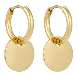 BONNYBIRD® Creolen mit Anhänger Gold Boho Ohrringe Damen Creolen Ohrringe Gold Plättchen Creolen Edelstahl Damen Kleine Creolen Gold