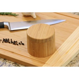 Round Bamboo Salt Box Eco-Friendly, 100% Organic Bamboo, Professional-Grade,The Best Salt Storage Container on The Market.