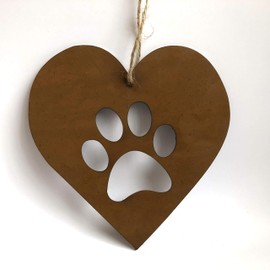 Image Industry Steel Heart Garden Ornament with Paw Print - Dog Memorial Gift for Indoor & Outdoor
