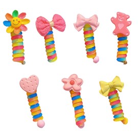 Pack of 7 Colourful Spiral Hair Bobbles Ponytail Braids Phone Cable Cute Hair Bobbles Used for Parties, Festivals, Outdoor Events and Girls Daily Hair Braiding Phone Line