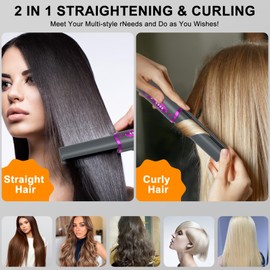 Glätteisen Kabellos, 2 in 1 Haarglätter und Lockenwickler, Mini Tragbares Reiseglätteisen 3 Einstellbare Temperaturen mit 5000mAh Akku für Reisen und Hause