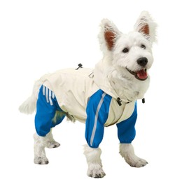 Dog Raincoat with Traction Holes, Lightweight Waterproof Windproof with Reflective Stripes, Pet Rainwear, Poncho Jacket for Small and Medium Dogs, L, Blue