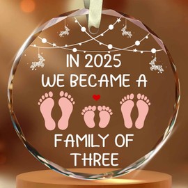Baby First Christmas Ornament 2025 - Family of Three Christmas Ornament - Newborn Baby Boy, Girl Christmas Ornament - First Time Mom, Dad, Mommy, Daddy Gifts - Pregnancy, Newborn Gifts