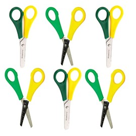 Left Handed School Scissors Red 1x 5X 10x Pack with Plastic Handles and Stainless Steel Blades Ruler Safety 130mm Children Kids (1 Pair)