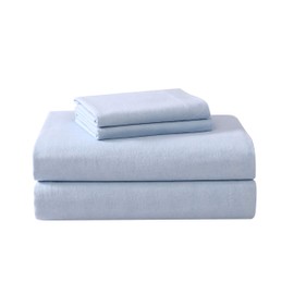 Laura Ashley - King Sheet Set, Cotton Flannel Bedding, Brushed for Extra Softness & Comfort (Serene Blue, King)