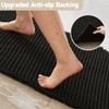 TYUU Black Bathroom Rug, Waffle Bath Mat Non Slip Washable